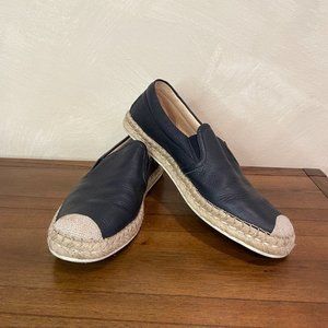 Tod's Black Leather Straw Sole Espadrilles in Size EU 36